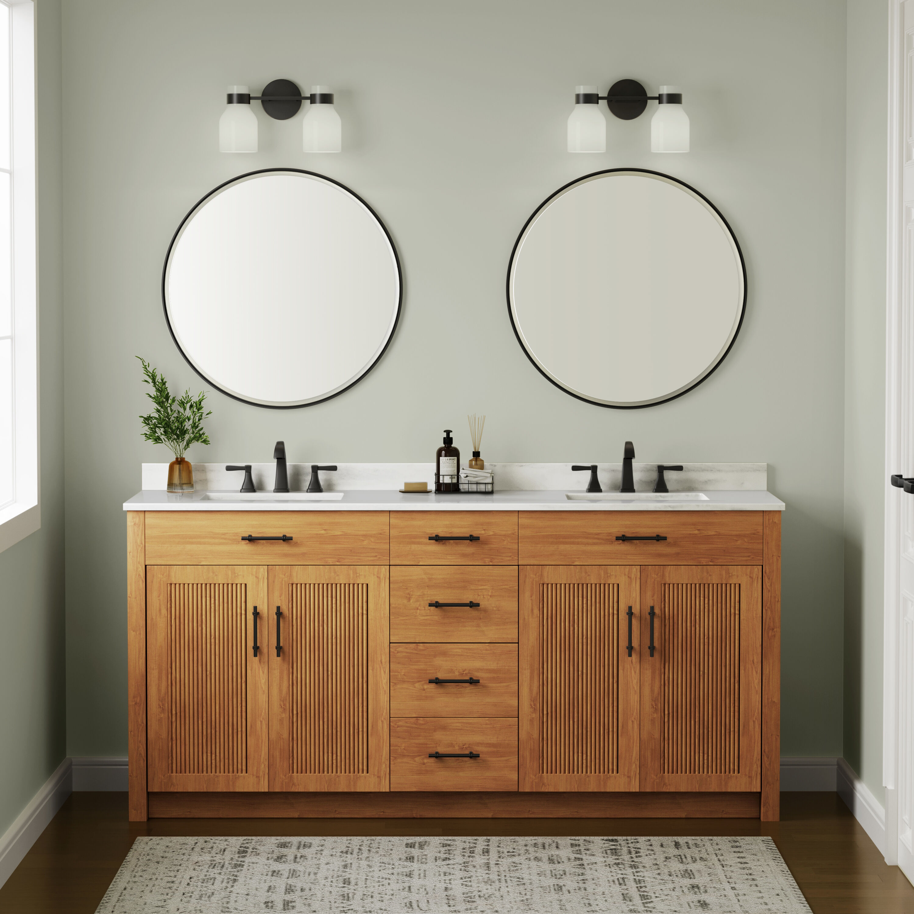 Corella 2 Light 14 inch Matte Black Bathroom Vanity Light Wall Light